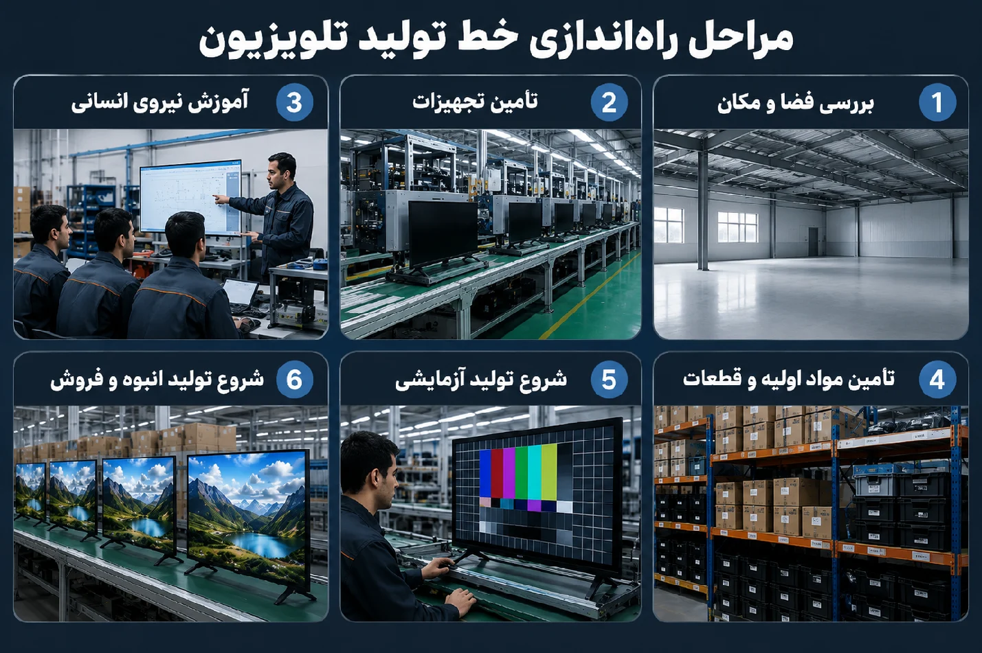 مراحل راهاندازی خط تولید تلویزیون